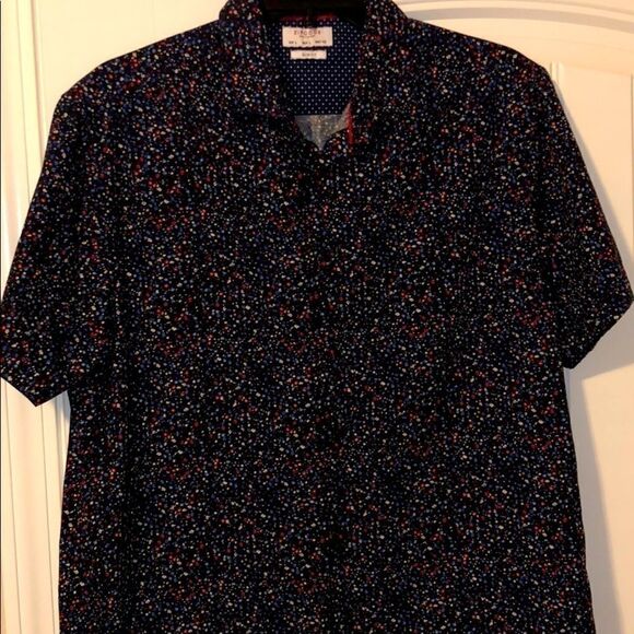 Slim fit button down shirt red white long - Picture 1 of 6